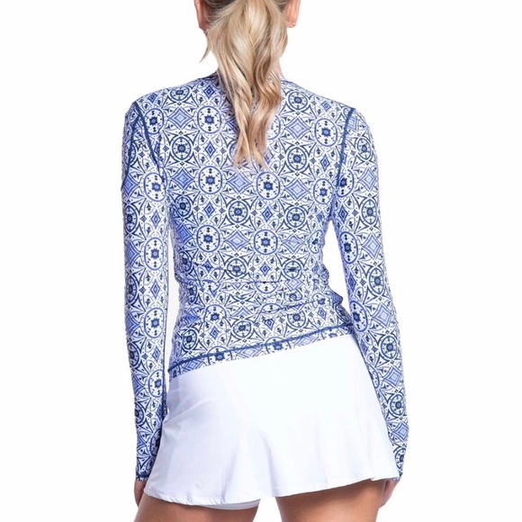 Jantzen Bloquv long sleeve Moroccan Print Top - Picture 3 of 3